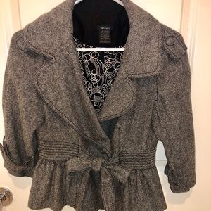 Gray wrap around/tie blazer